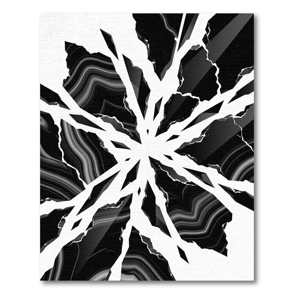 Striking Black White Jagged Lines Rug