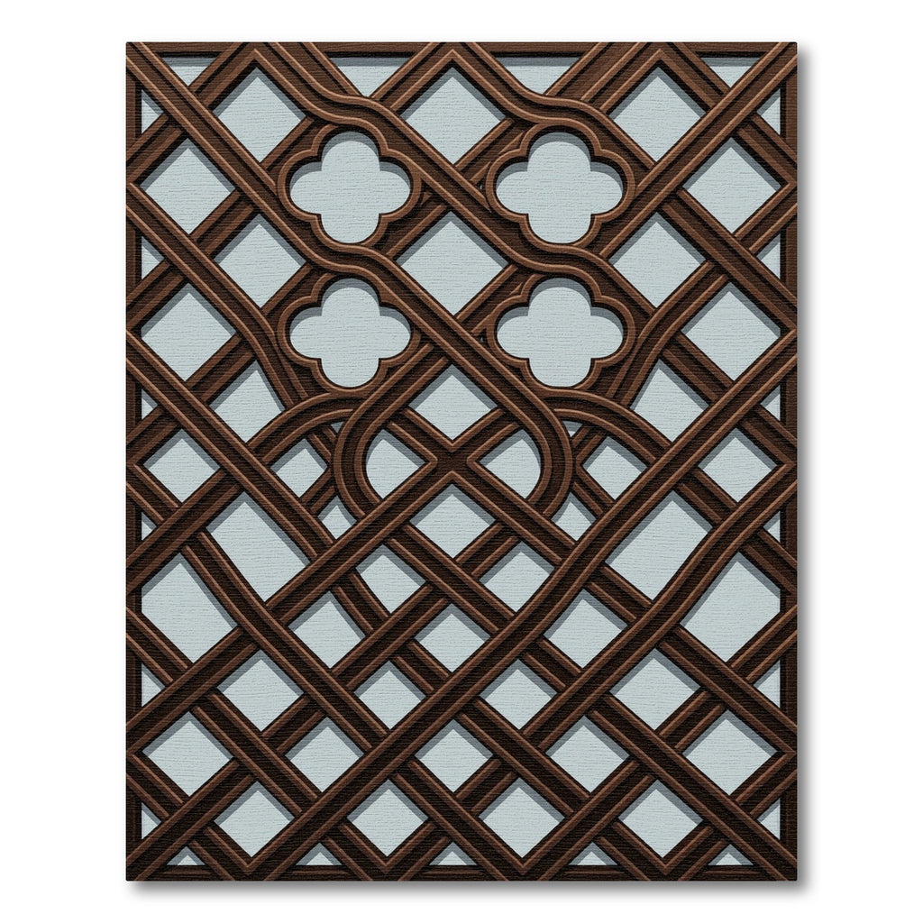 Dark Brown Lattice Quatrefoil Geometric Rug