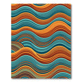 Earthy Wave Abstract Retro Teal Orange Rug
