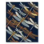 Metallic Golden Dragonfly Navy Art Rug