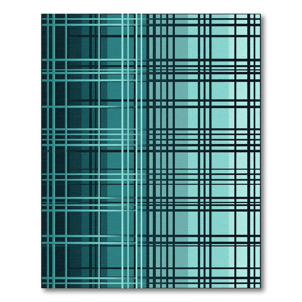 Deep Teal Plaid Gradient Grid Rug