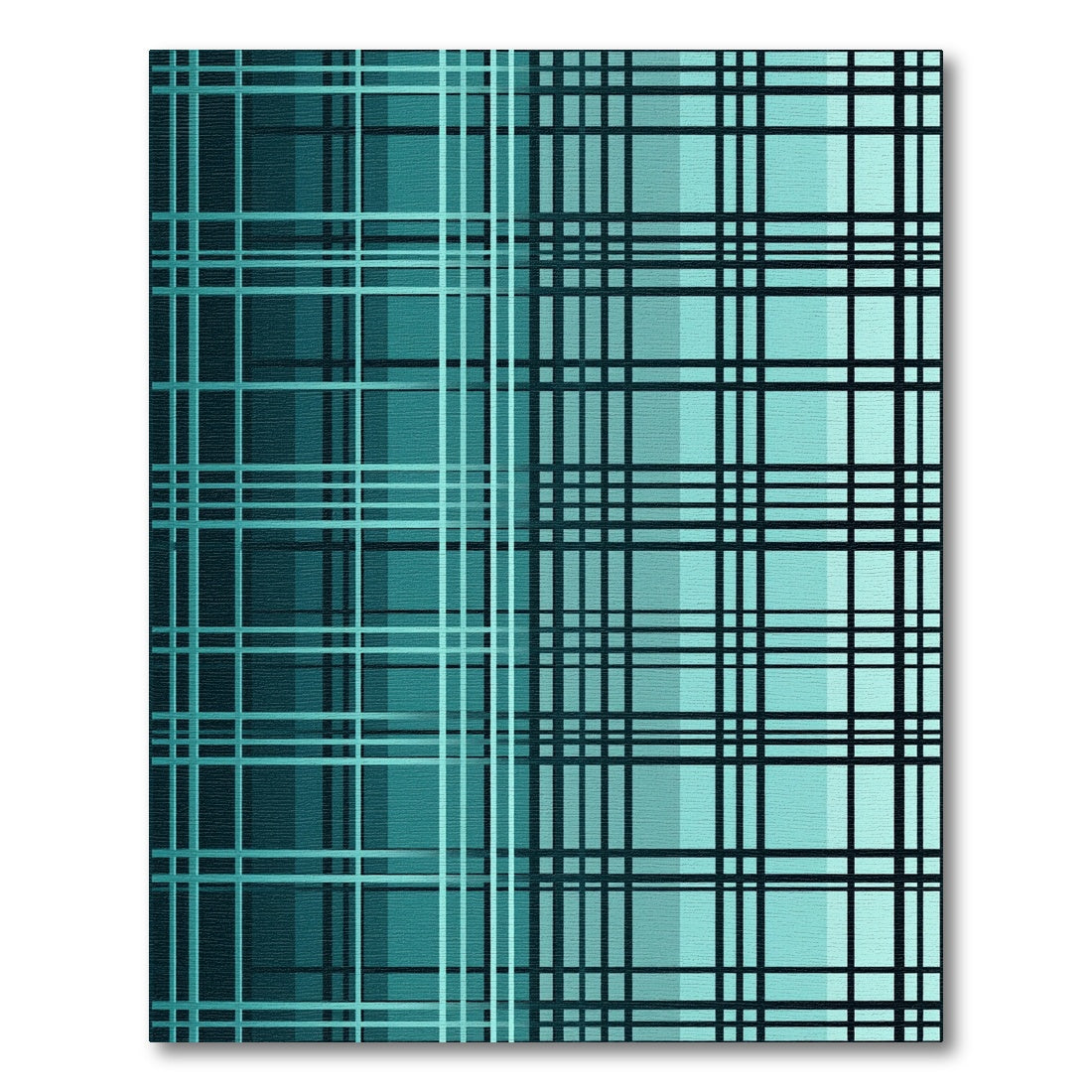 Deep Teal Plaid Gradient Grid Rug