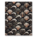 Black Gold Seashell Wave Art Rug