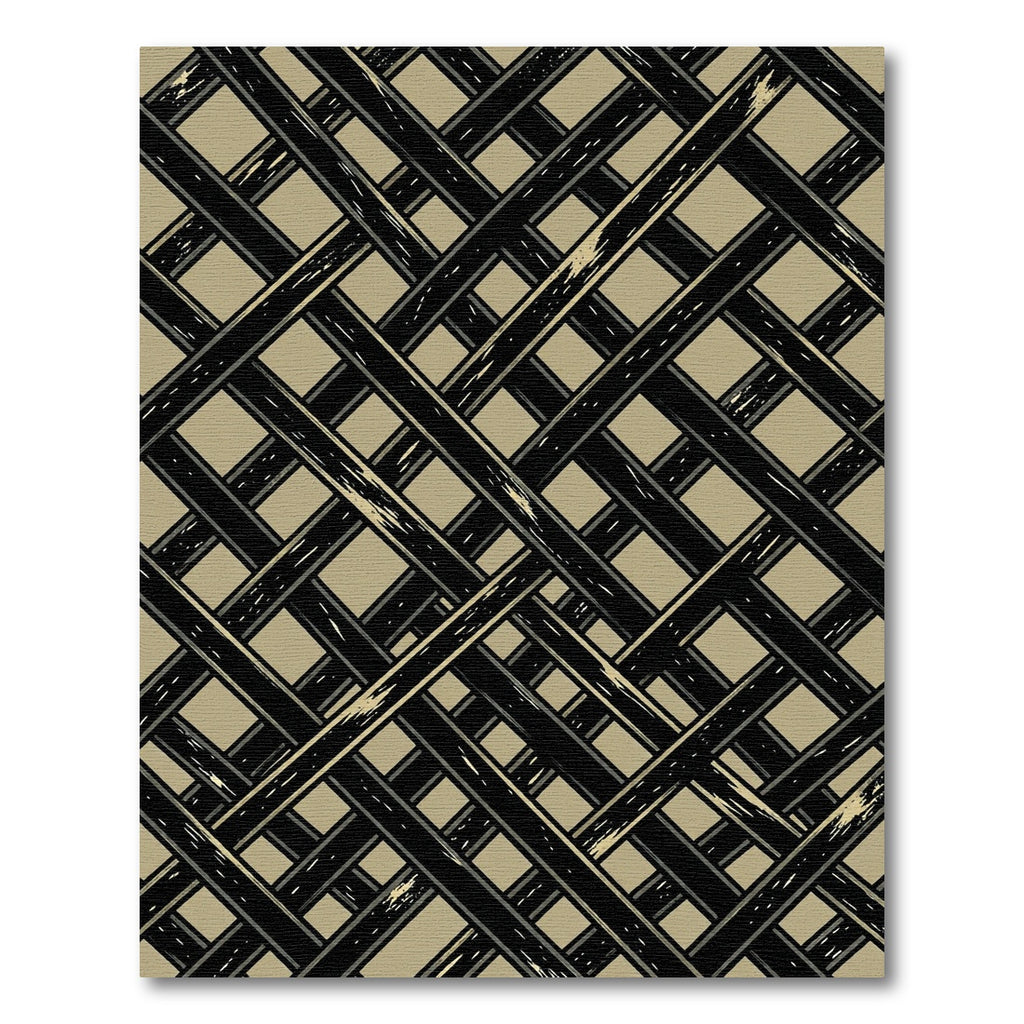 Taupe and Black Intersecting Grid Lattice Rug
