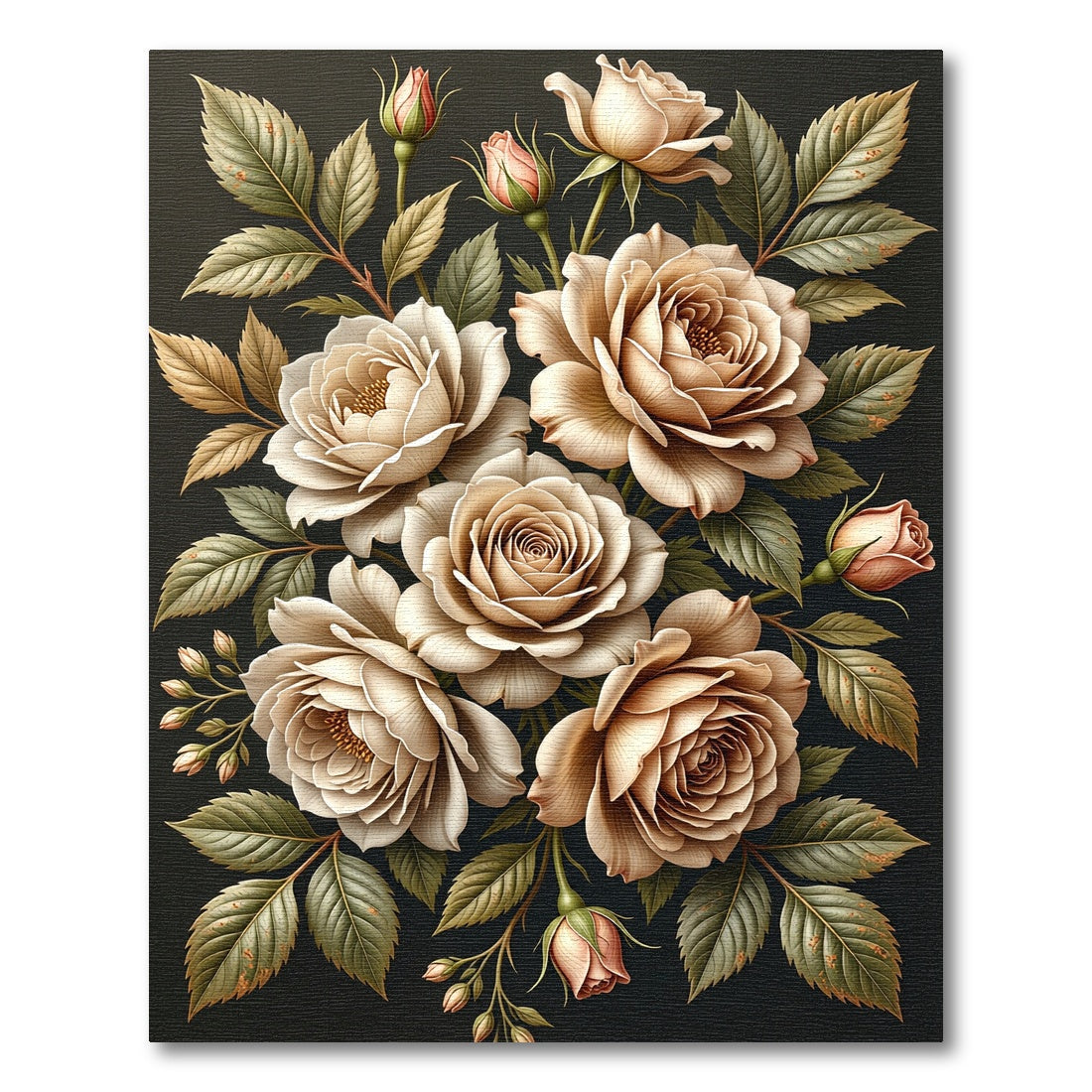 Creamy Roses With Green Foliage Rug
