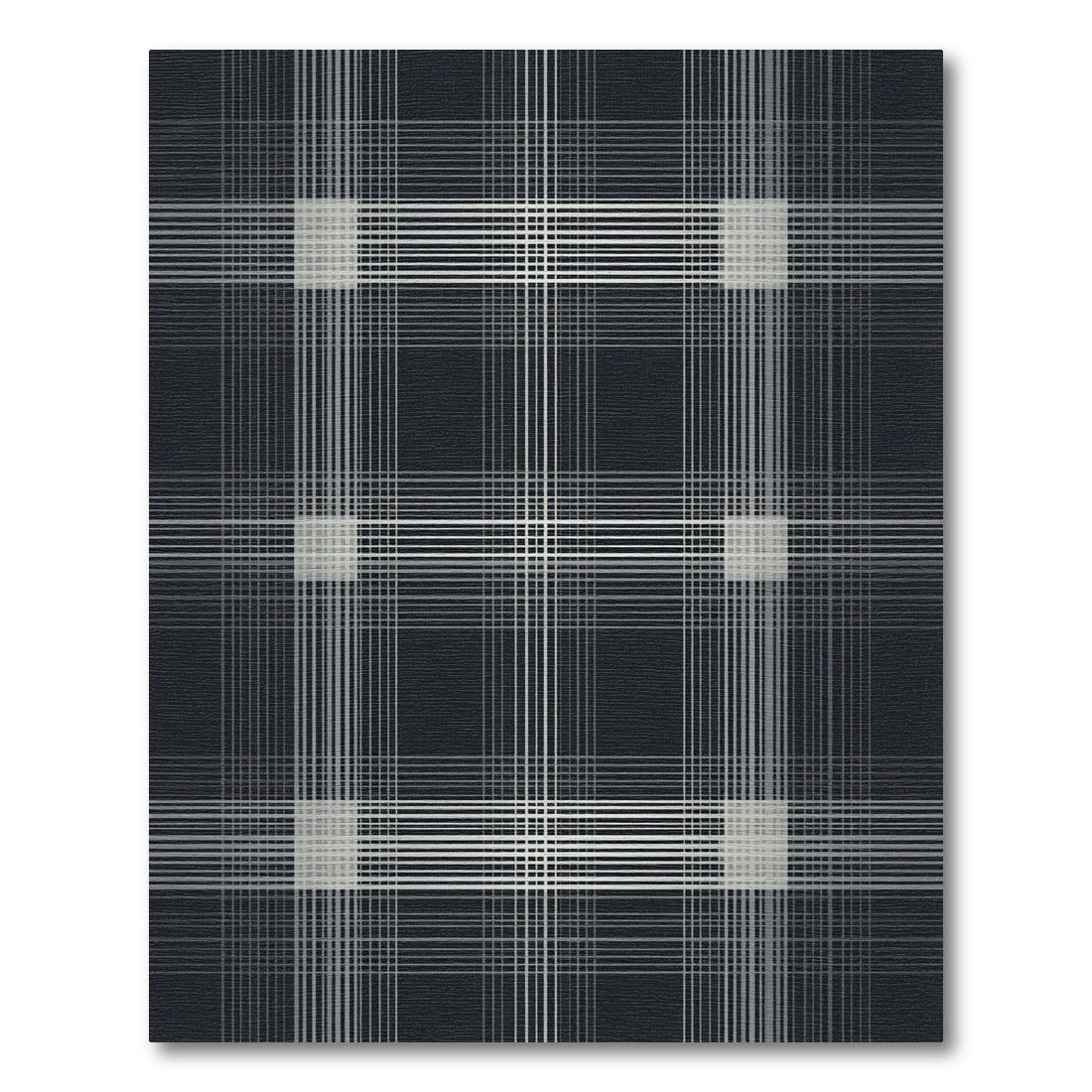 Dark Gray Modern Grid Checkered Rug