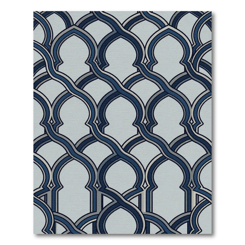 Geometric Navy and Slate Arched Interlace Rug
