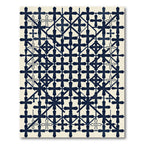 Navy and Cream Geometric Cross Grid Rug