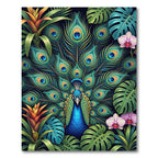Exotic Peacock Feathers Tropical Floral Art Rug