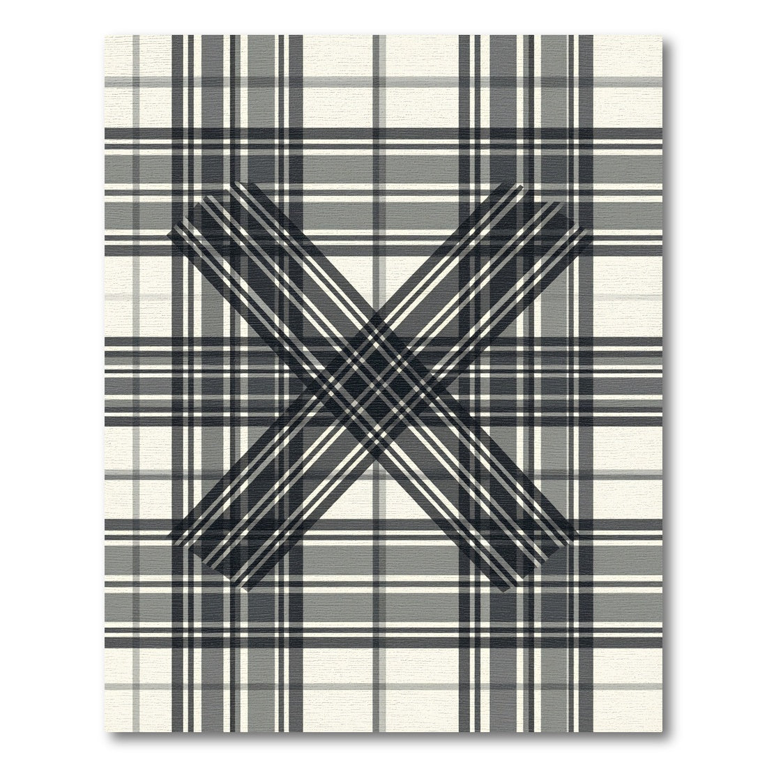 Monochrome Plaid Crossed Lines Grid Rug