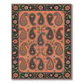 Coral Paisley Floral Border Rug