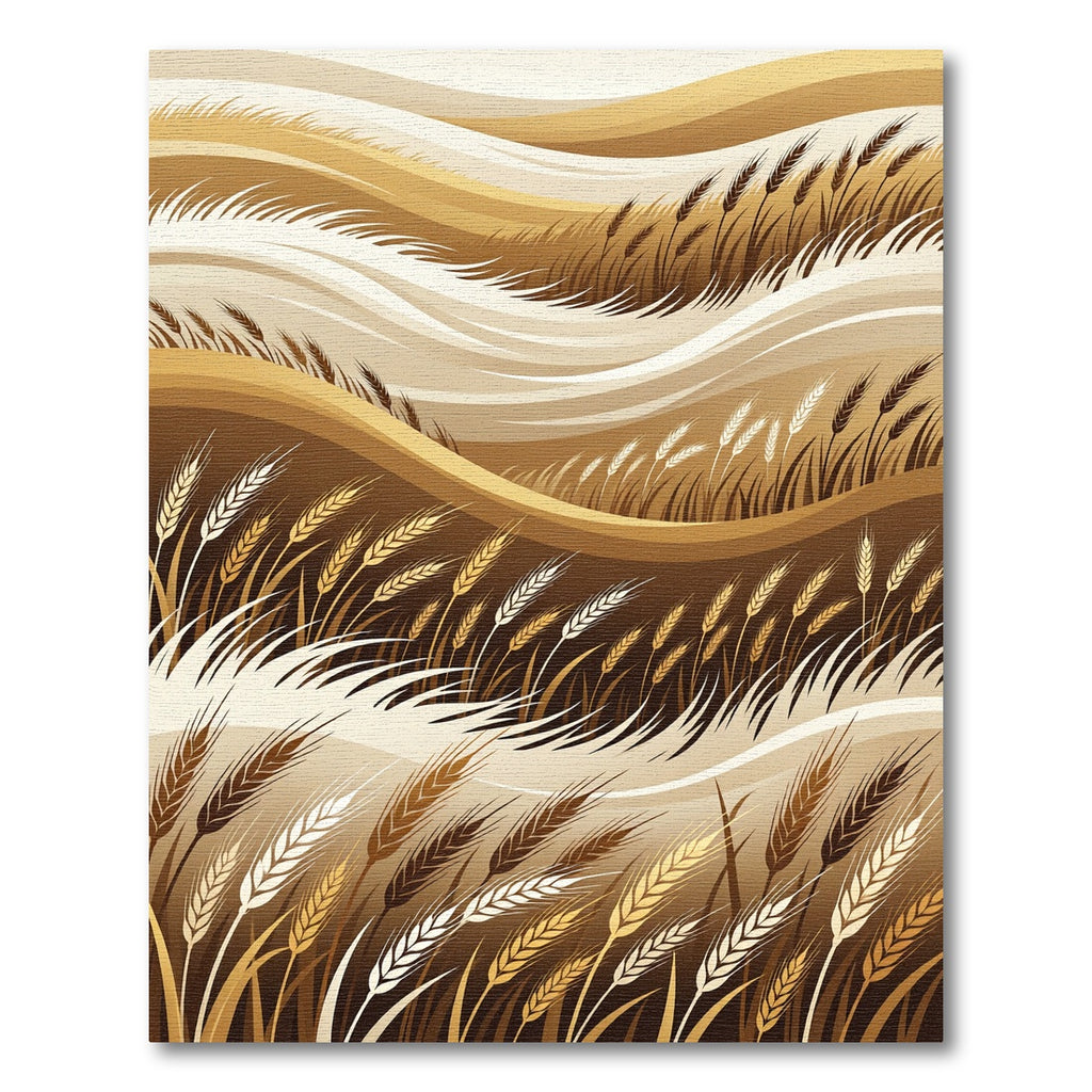 Golden Wheat Field Wavy Landscape Rug