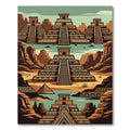 Geometric Aztec Temple Desert Horizon Rug