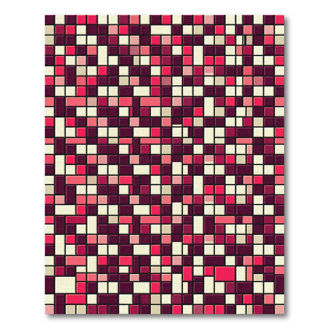 Bold Pink and Cherry Grid Mosaic Rug