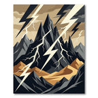 Stormy Mountain Lightning Abstract Art Rug