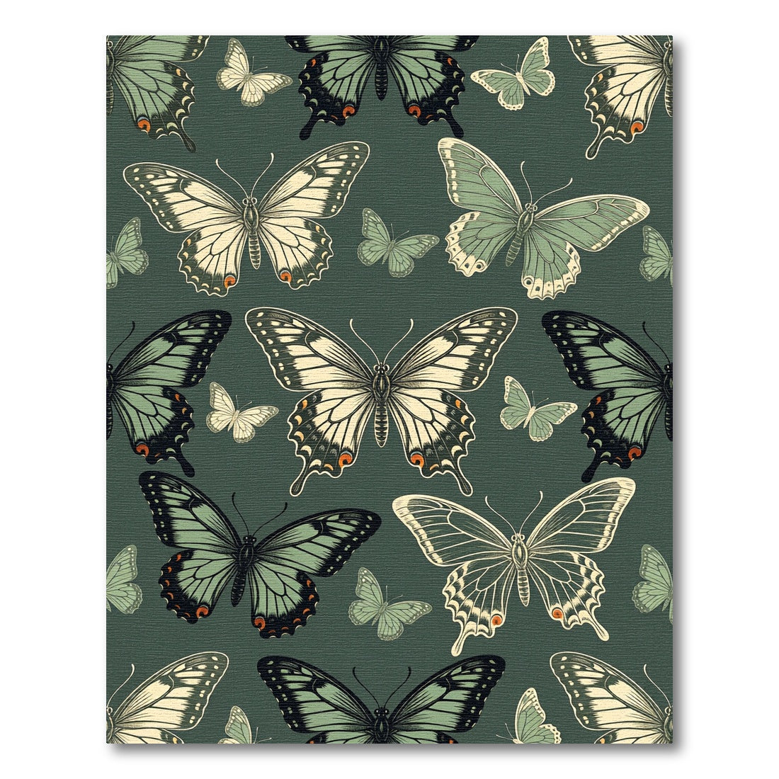Sage Green Whimsical Butterfly Garden Rug
