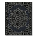 Ornate Dark Gray Floral Medallion Rug