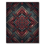Crimson Geometric Diamond Ornamental Tapestry Rug