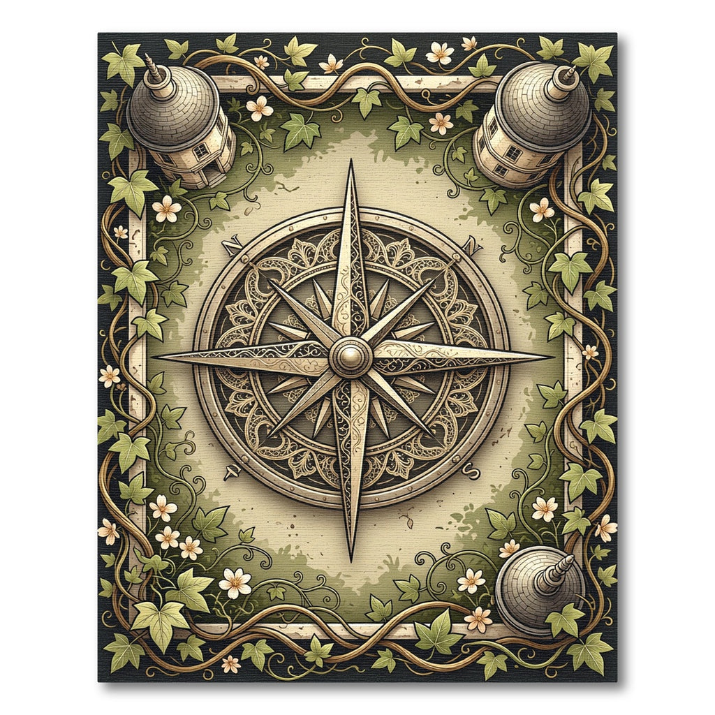Enchanted Compass with Ivy Foliage Rug
