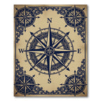 Vintage Navy Nautical Compass Scroll Rug