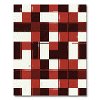 Modern Crimson Black Grid Geometric Rug