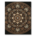 Elegant Brown Golden Floral Mandala Rug