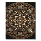 Elegant Brown Golden Floral Mandala Rug