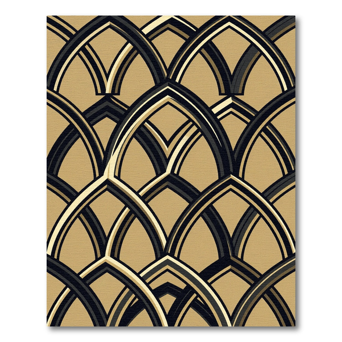Gold and Black Art Deco Arch Rug