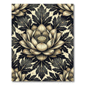 Vintage Black and Gold Lotus Medallion Rug