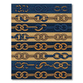 Nautical Blue Gold Rope Stripes Rug