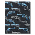 Metallic Blue Revolver Pistol Illustration Rug