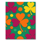 Green Clover Hearts Circles Collage Rug