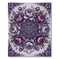 Purple Peonies Botanical Mandala Circle Rug