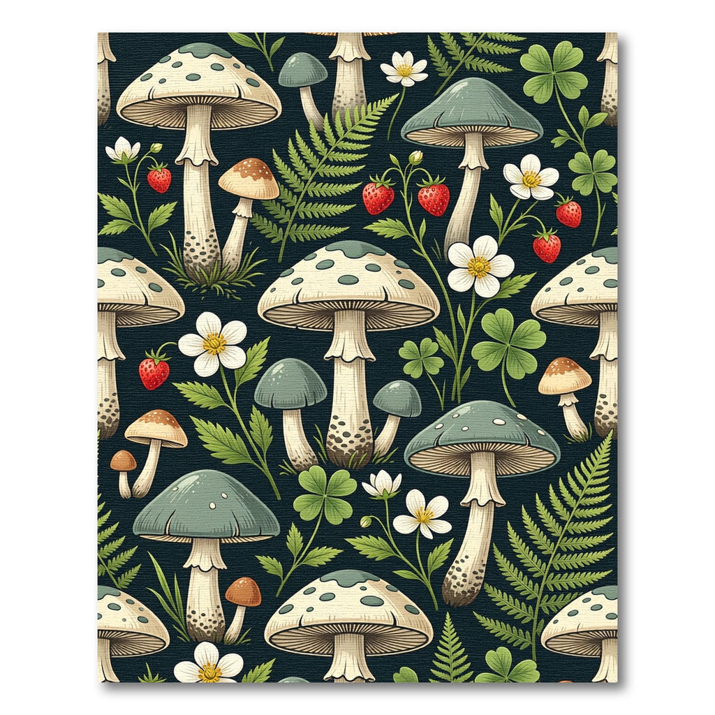 Whimsical Toadstool Mushroom Forest Meadow Rug