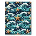 Oceanic Wave and Starfish Nautical Rug