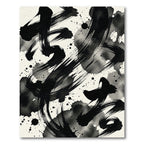 Bold Black Ink Splatter Calligraphy Rug