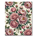 Elegant Blush Rose Peony Botanical Bouquet Rug
