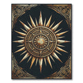 Antique Gold Sunburst Celestial Medallion Rug