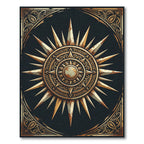 Antique Gold Sunburst Celestial Medallion Rug