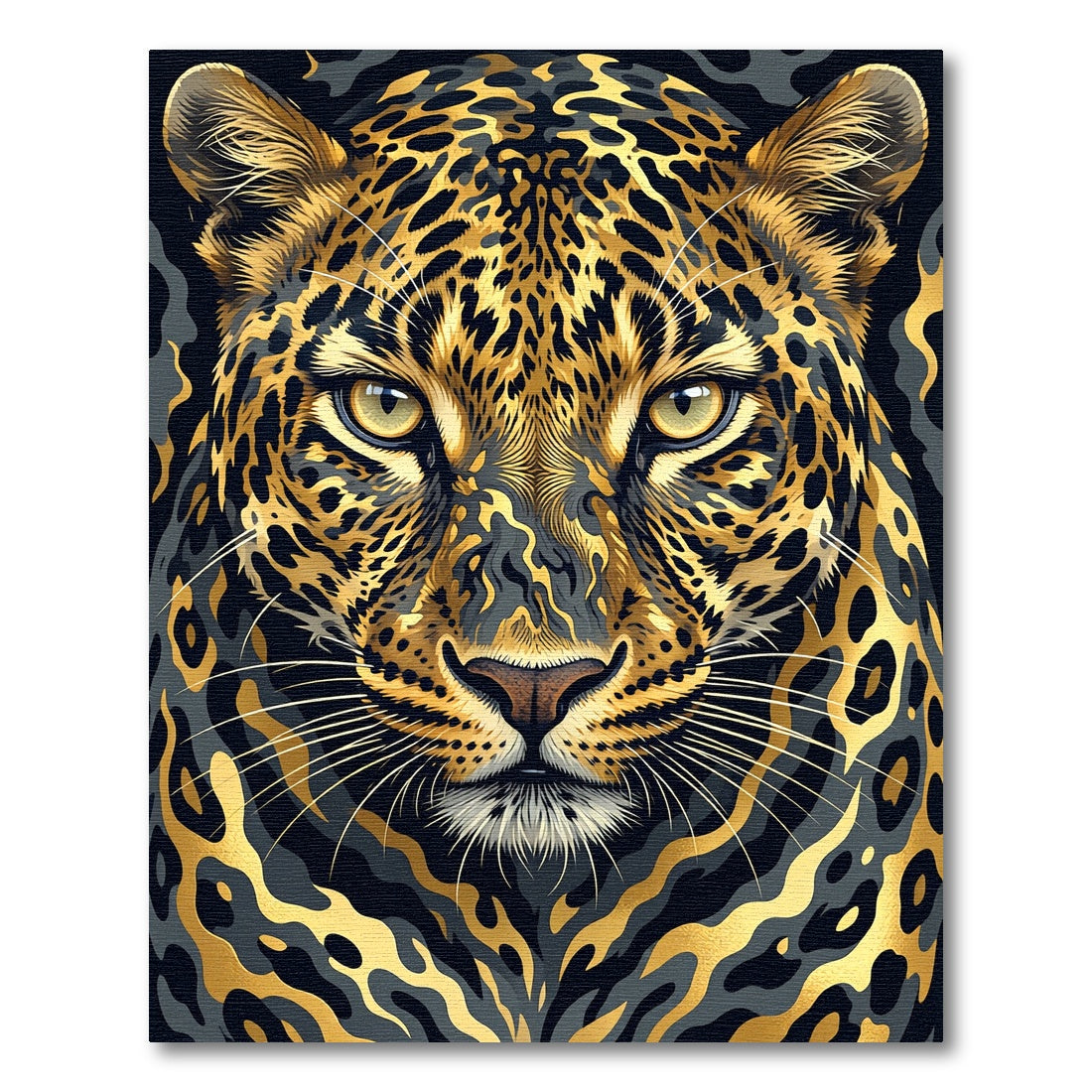 Majestic Golden Leopard Face Art Rug