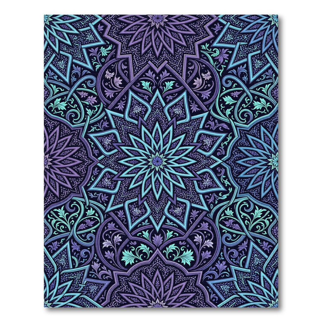 Deep Violet Teal Intricate Mandala Rug