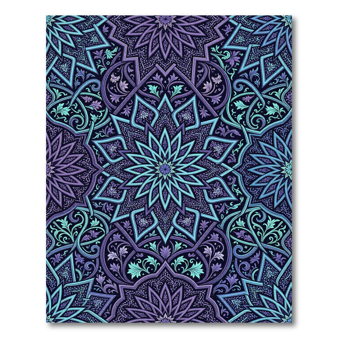 Deep Violet Teal Intricate Mandala Rug