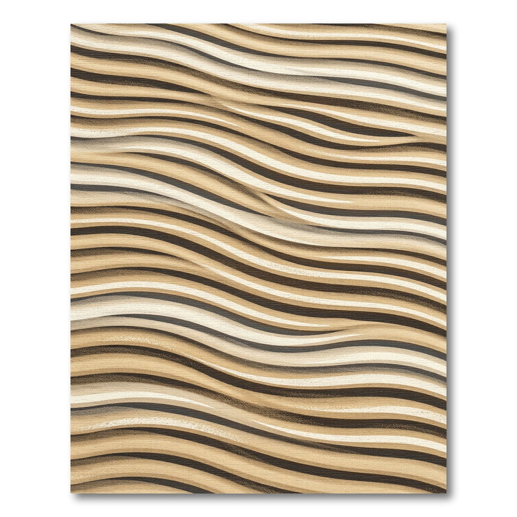 Earthy Neutral Wavy Layered Ribbed Rug
