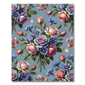 Pink Roses Blue Cornflower Bouquet Rug