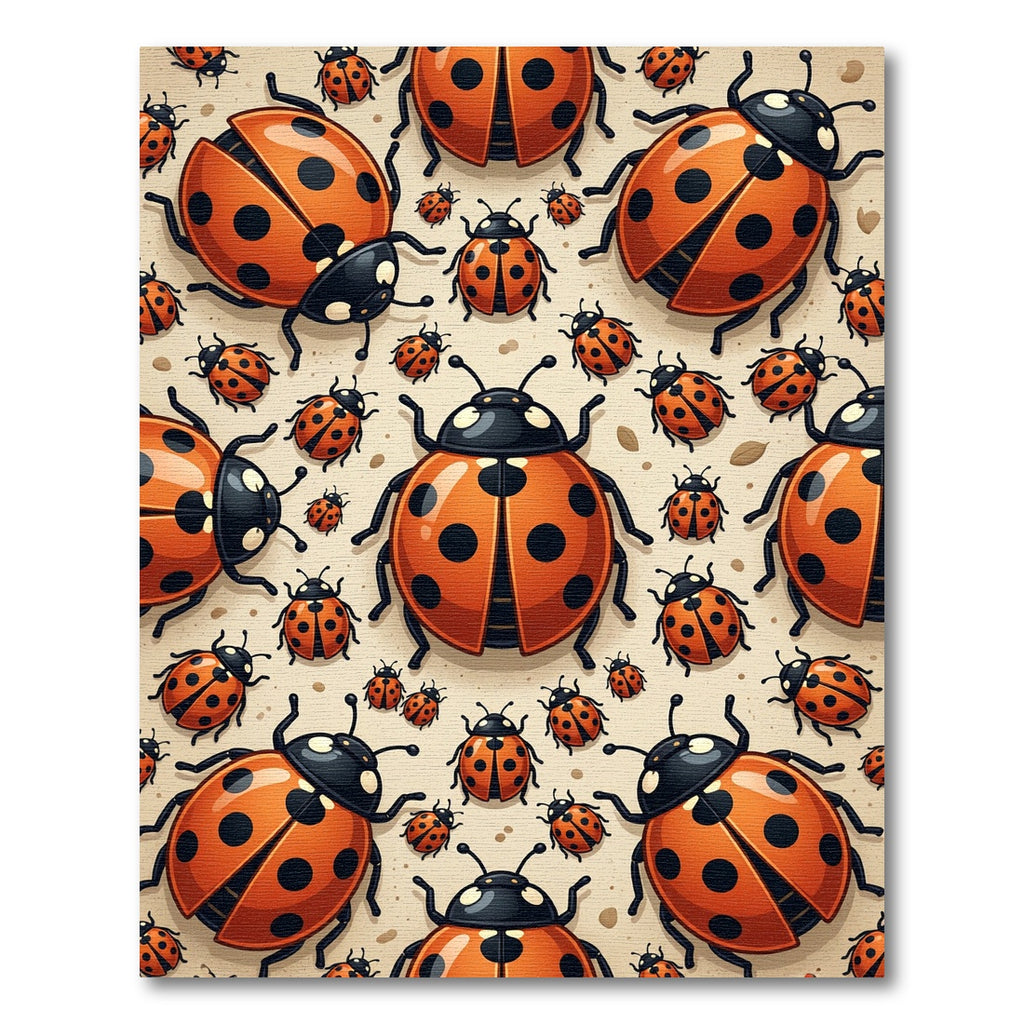 Whimsical Orange Ladybug Garden Illustration Rug
