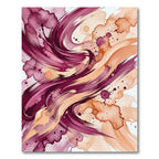 Crimson and Ochre Swirling Ink Splatter Rug