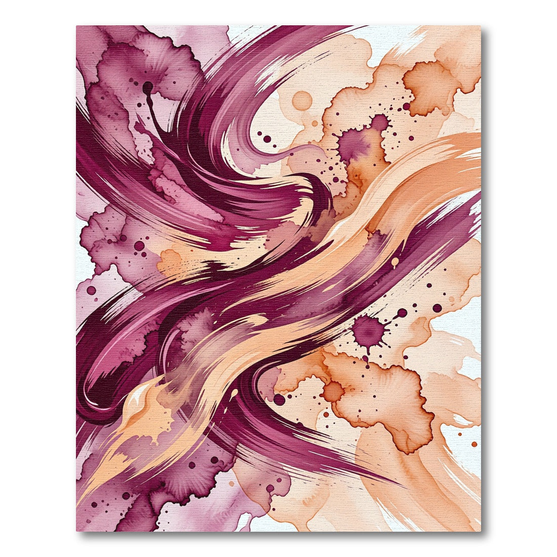 Crimson and Ochre Swirling Ink Splatter Rug