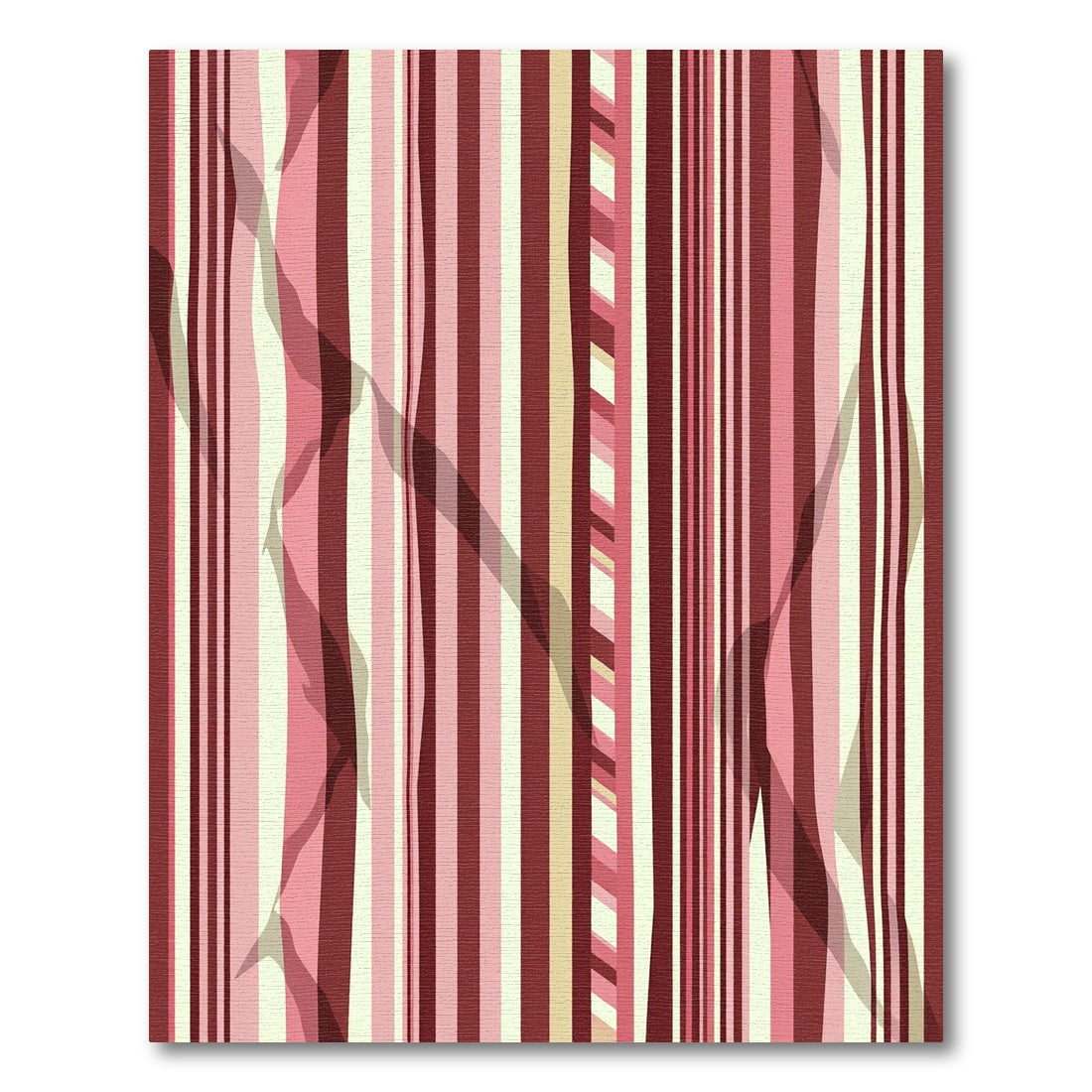 Deep Crimson And Rose Striped Rug