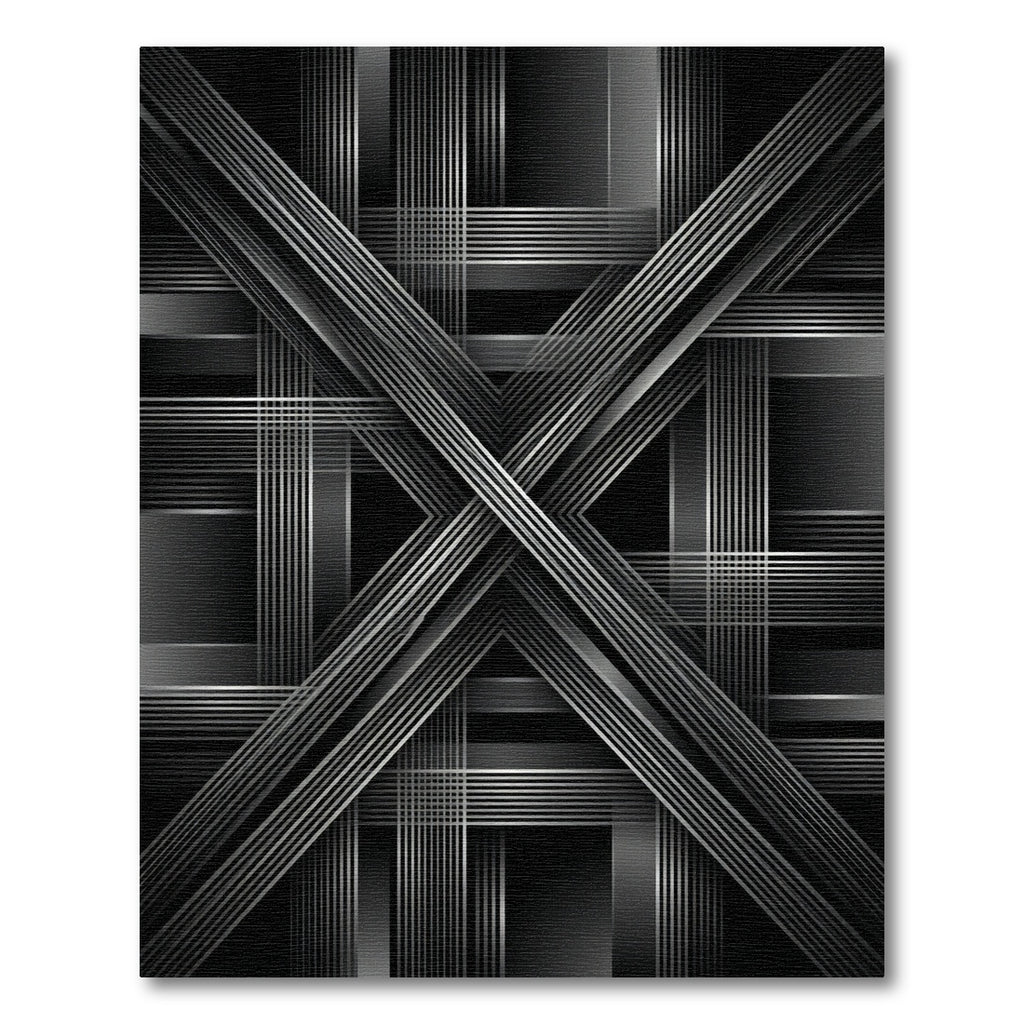 Monochrome Geometric Intersecting Linear Chrome Rug