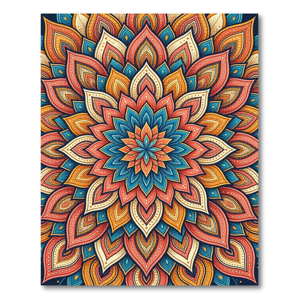 Vibrant Multi-Color Medallion Floral Mandala Rug